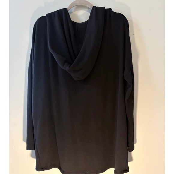 Athleta Womens Purana Wrap Hoodie Sweatshirt Black Cowl Neck 486073 L - Picture 2 of 6